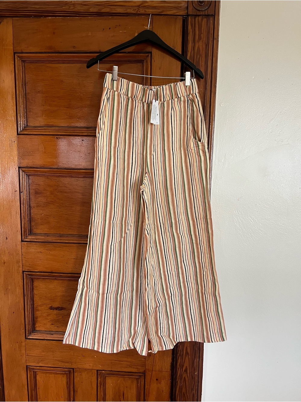 Banana Republic Linen Multi-Stripe Wide-Leg Pants